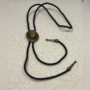 Vintage Style Western Bolo Tie
- Cowboy Hat Bronze Slider &
Braided Cord
